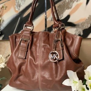 Michael Kors Leather Satchel Bag - Brown